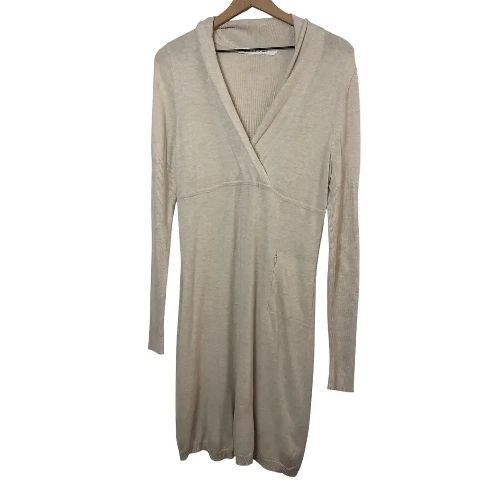 Athleta Innsbrook Sweater Dress Women's XL Cream Knit Long Sleeve Cozy